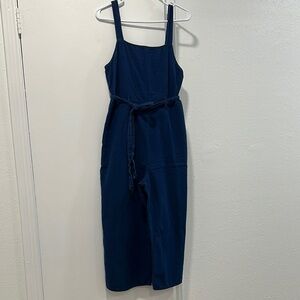 Navy Sleeveless Jumpsuit with Waist Tie